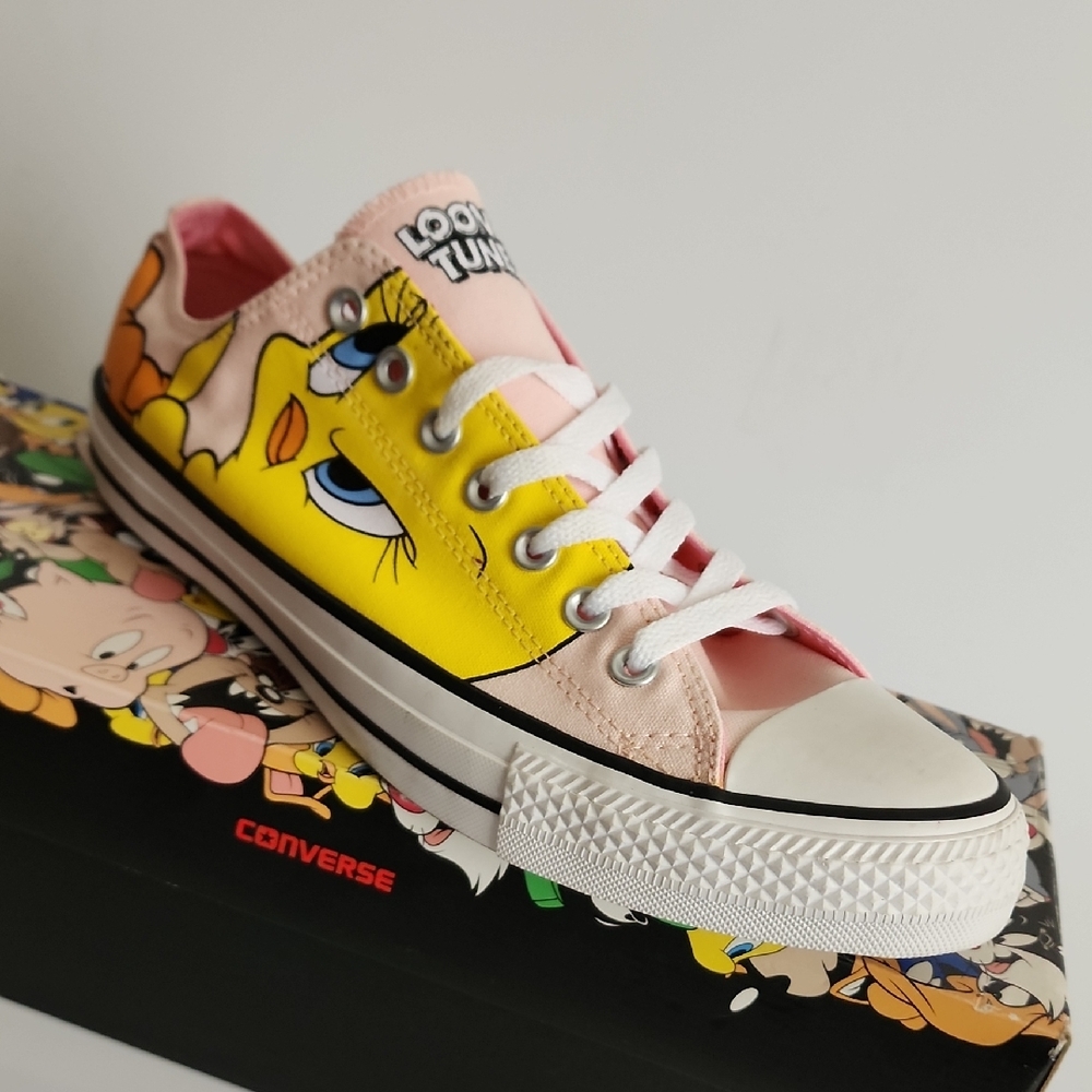 Converse Looney Tunes Pink and Yellow Sneakers